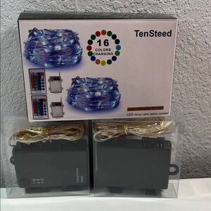 TenSteed 16-Color LED String Lights - Blue Wire with Warm White LEDs 2 sets